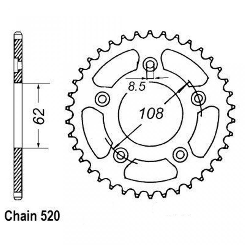 Couronne de transmission Sifam pour Moto Aprilia 125 RS 1990 à 2005 40 dents pas 520 Ø62mm Neuf