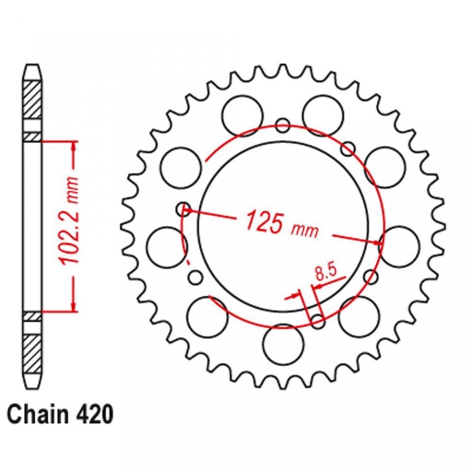 Couronne de transmission pour moto Derbi 50 Senda 2003 à 2020 53 dts P420 Ø102mm