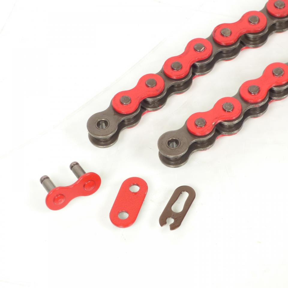 Chaîne de transmission rouge KMC Pas 415 pour mobylette MBK 50 51V 120 maillons