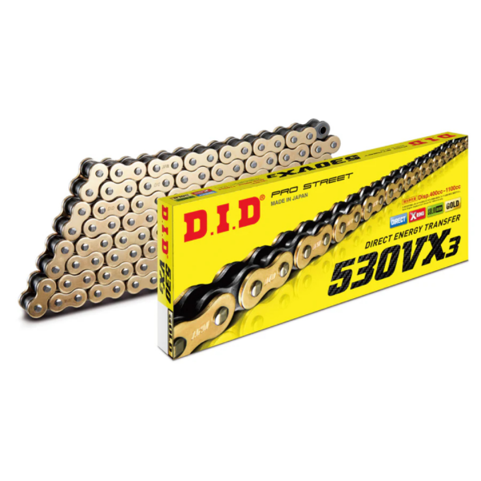Chaîne de transmission 106 maillons pas 530 530VX3 X-RING DID pour moto Neuf