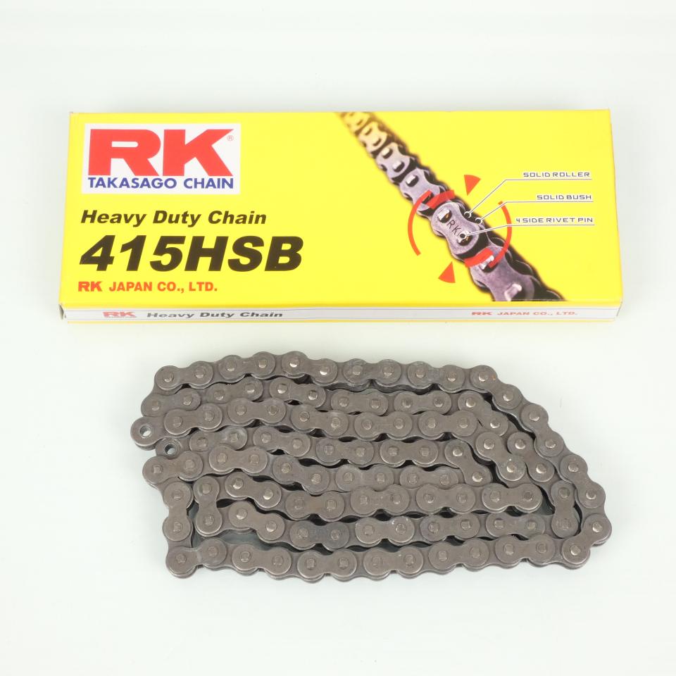Chaîne de transmission RK 415HSB Pas 415 104 maillons grise pour moto Neuf