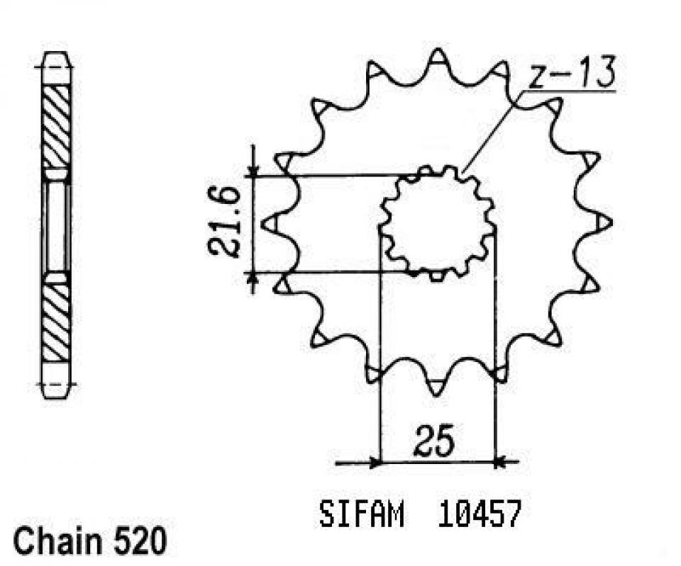 Pignon de sortie de boite Sifam pour Moto CF moto 650 MT 2022 12 dents pas 520 Neuf