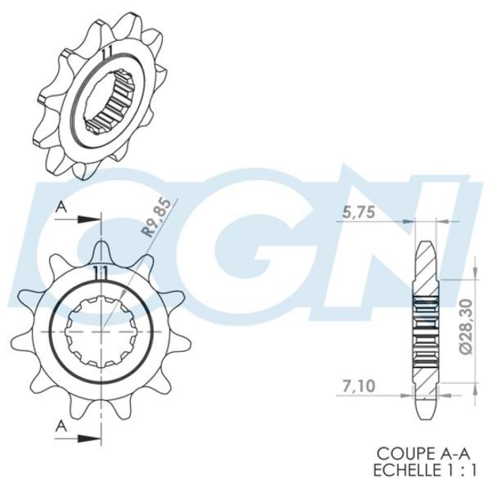 Pignon de sortie de boite 11 dts Pas 420 pour moto Peugeot 50 XP6 1997-2003 AM6