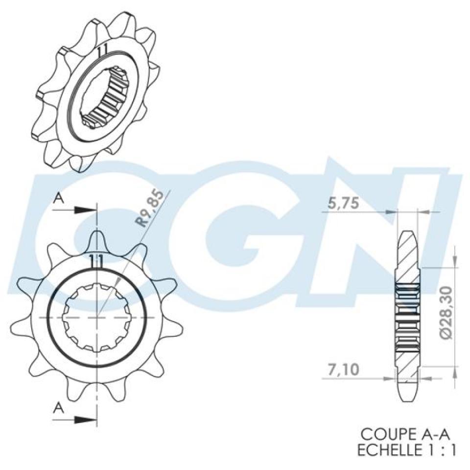 Pignon de sortie de boite Teknix pour Moto MBK 50 X-Limit 2003 à 2011 AM6 / 11 dents pas 420 Neuf