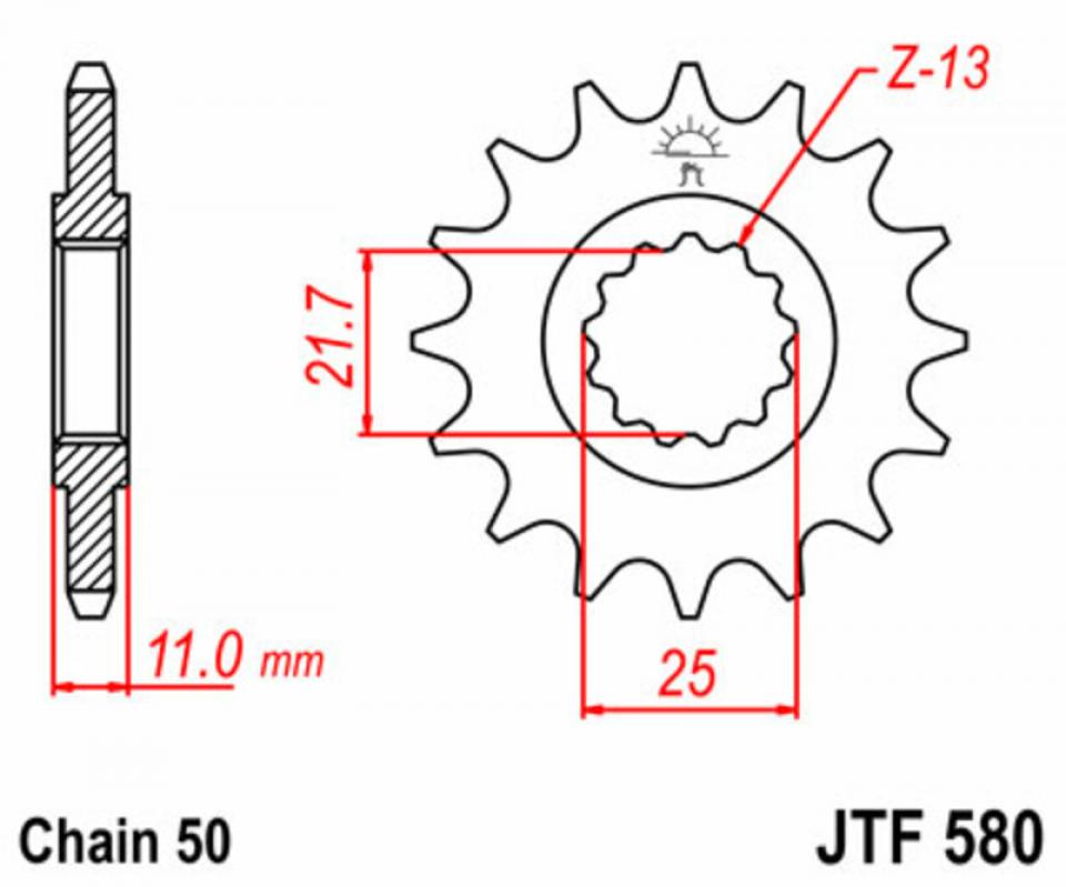 Pignon sortie boite JT Sprockets pour moto Yamaha 600 FZ6 JTF580.16 16Dts 530