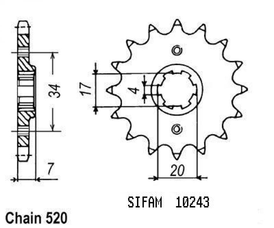 Pignon de sortie de boite Sifam pour Auto Neuf