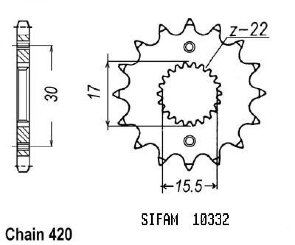 Pignon de sortie de boite Sifam pour Auto Neuf