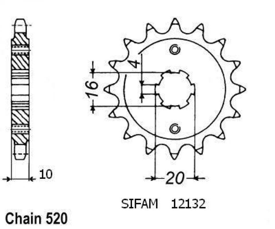 Pignon de sortie de boite Sifam pour Moto Husqvarna 125 SMS 2008 à 2012 14 dents pas 520 Neuf