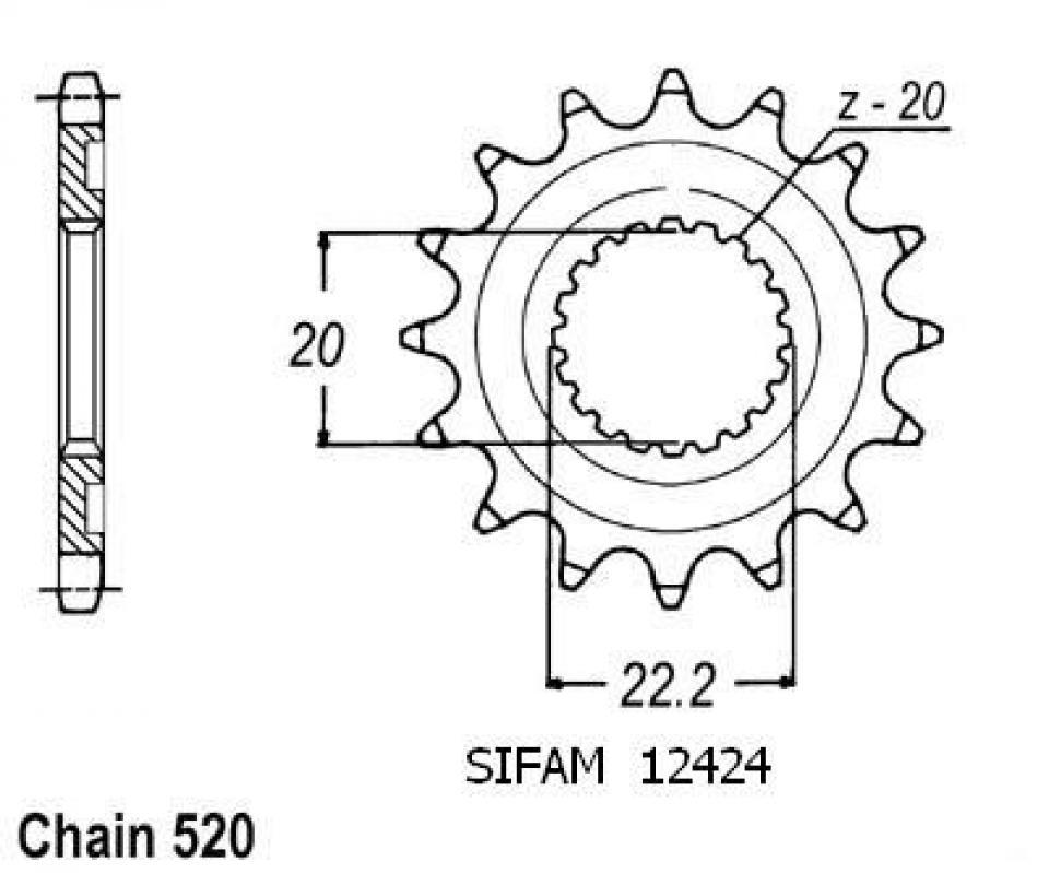 Pignon de sortie de boite Sifam pour Moto Yamaha 250 Wr X 2008 à 2010 Neuf