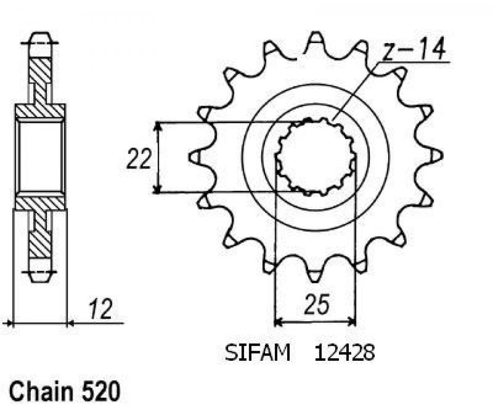 Pignon de sortie de boite Sifam pour Moto Fantic 500 CABALLERO SCRAMBLER 2021 à 2024 Neuf