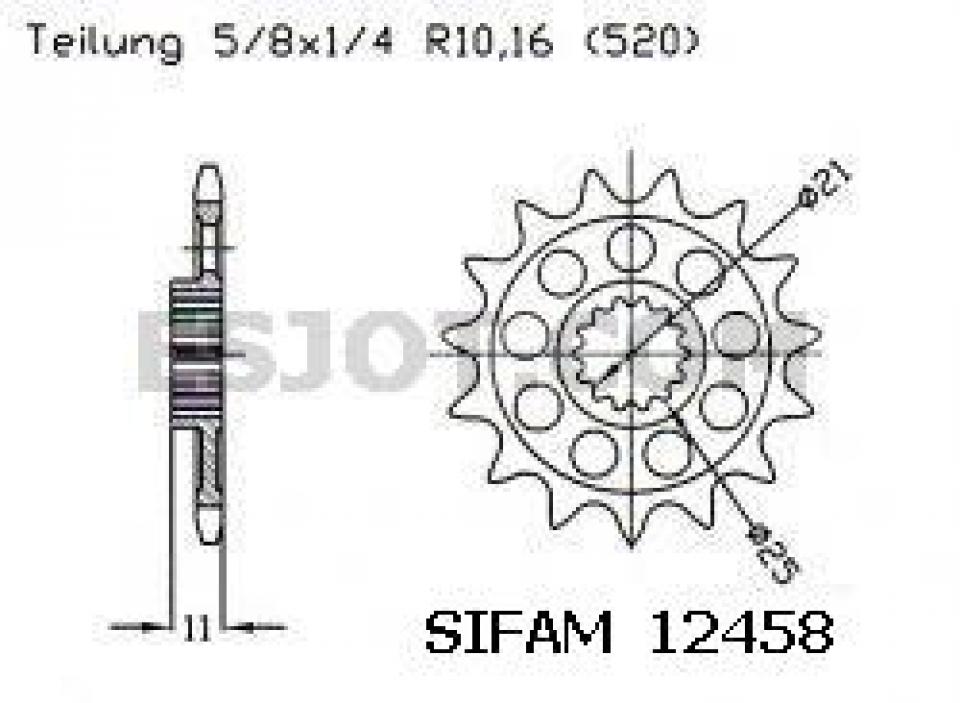 Pignon de sortie de boite Sifam pour Moto Aprilia 450 RXV 2006 à 2014 15 dents pas 520 Neuf