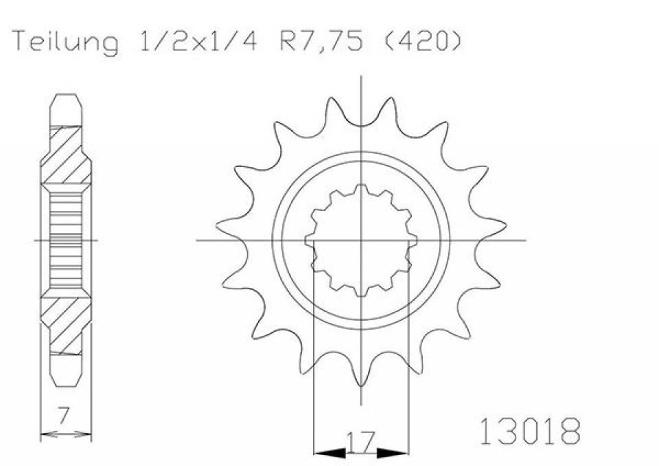 Pignon de sortie de boite Esjot pour Moto Rieju 50 RRX 2006 à 2008 11 dents pas 420 Neuf
