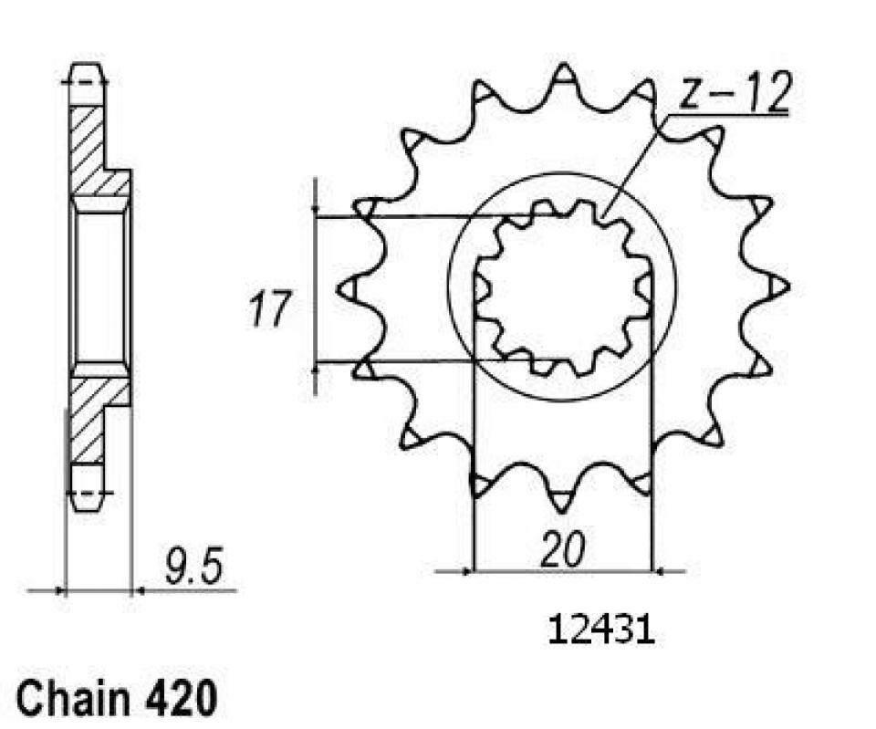 Pignon de sortie de boite Esjot pour Moto KTM 65 SX 2002 à 2023 14 dents pas 420 Neuf