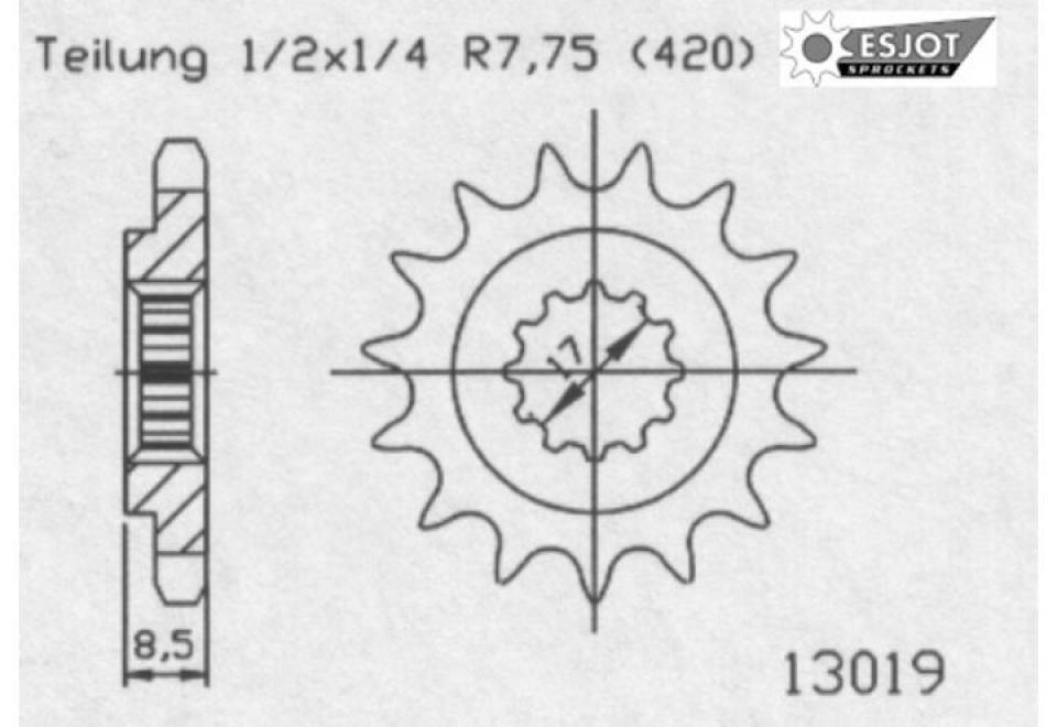 Pignon de sortie de boite Esjot pour Moto Gas gas 65 MC 2021 à 2023 14 dents pas 420 Neuf