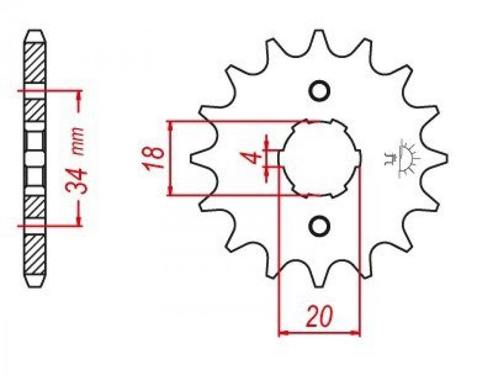 Pignon de sortie de boite Esjot pour Moto Daelim 125 Vs Solution 2001 à 2007 14 dents pas 428 Neuf