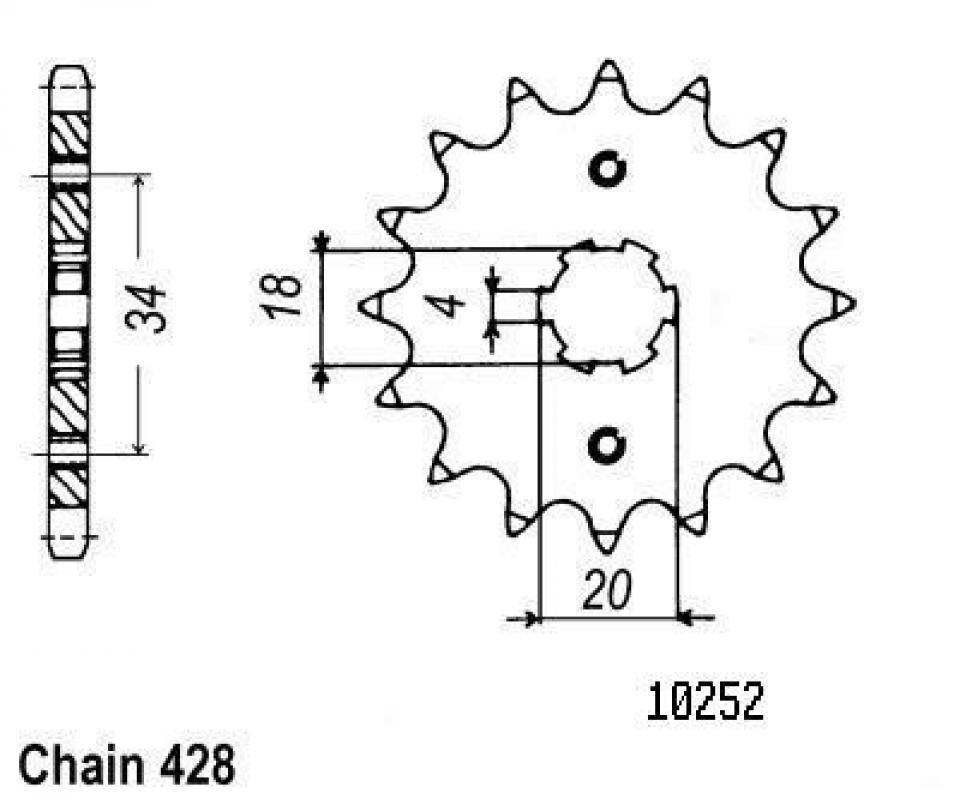 Pignon de sortie de boite Esjot pour Moto Honda 125 Cm Custom 1982 à 1999 15 dents pas 428 Neuf