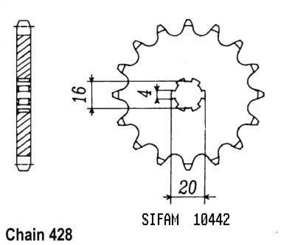 Pignon de sortie de boite Esjot pour Moto Suzuki 125 Ts X 1984 à 1988 14 dents pas 428 Neuf