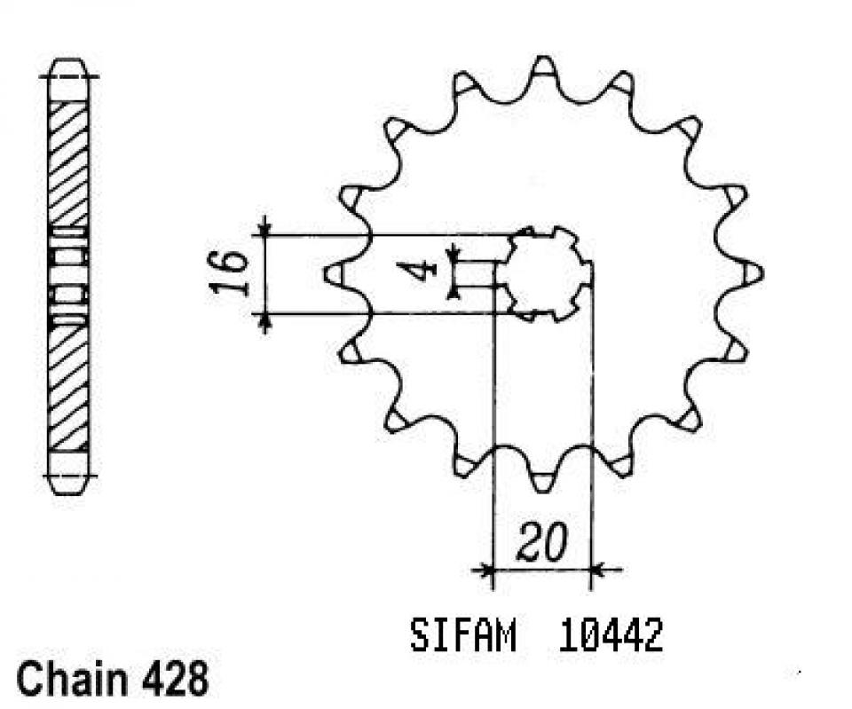 Pignon de sortie de boite Esjot pour Moto Suzuki 125 TS ER 1979 à 1981 15 dents pas 428 Neuf