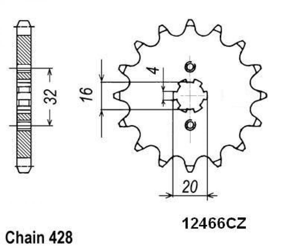 Pignon de sortie de boite Esjot pour Moto Yamaha 125 Wr X 2009 à 2018 14 dents pas 428 Neuf