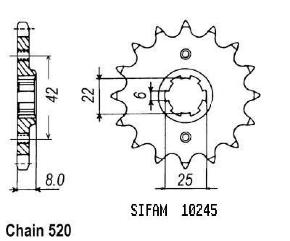 Pignon de sortie de boite Esjot pour Moto Honda 250 Cb Rs Ab 4Vis 1980 à 1981 14 dents pas 520 Neuf