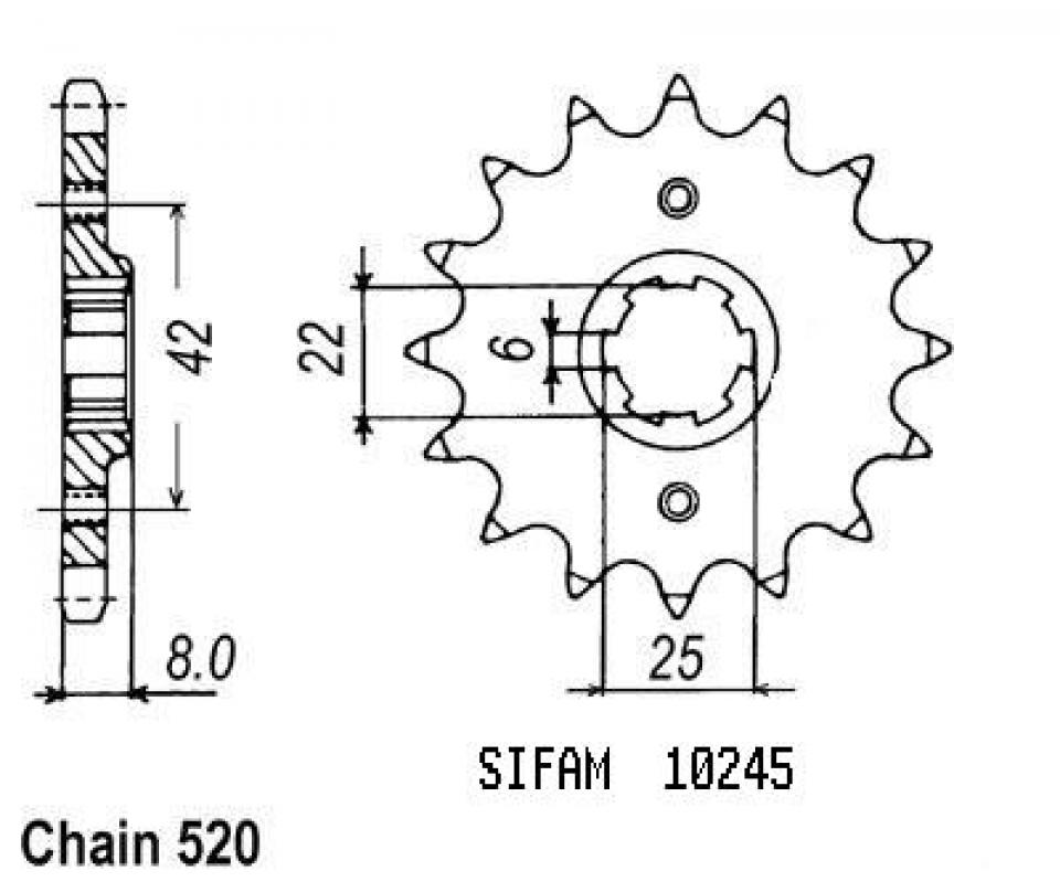 Pignon de sortie de boite Esjot pour Moto Honda 250 Cb Rs Ab 4Vis 1980 à 1981 14 dents pas 520 Neuf