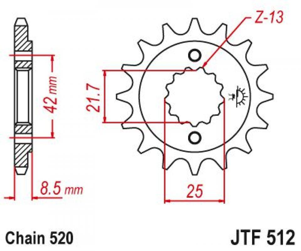 Pignon de sortie de boite Esjot pour Moto Kawasaki 550 ZR Zephyr 1990 à 1999 16 dents pas 520 Neuf