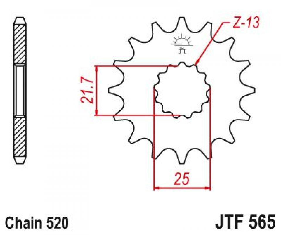 Pignon de sortie de boite Esjot pour Moto Yamaha 450 Yz-F 4T 2003 à 2006 14 dents pas 520 Neuf