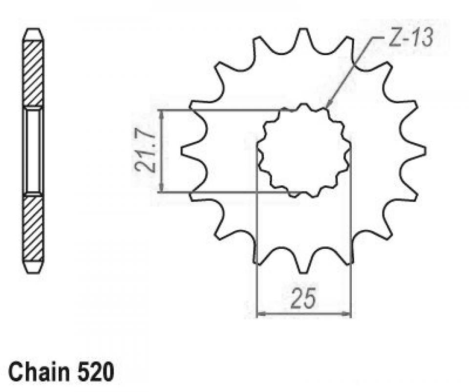 Pignon de sortie de boite Esjot pour Moto Yamaha 450 Yz-F 4T 2003 à 2006 14 dents pas 520 Neuf