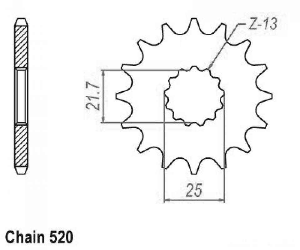 Pignon de sortie de boite Esjot pour Moto Yamaha 450 Yz-F 4T 2003 à 2006 14 dents pas 520 Neuf