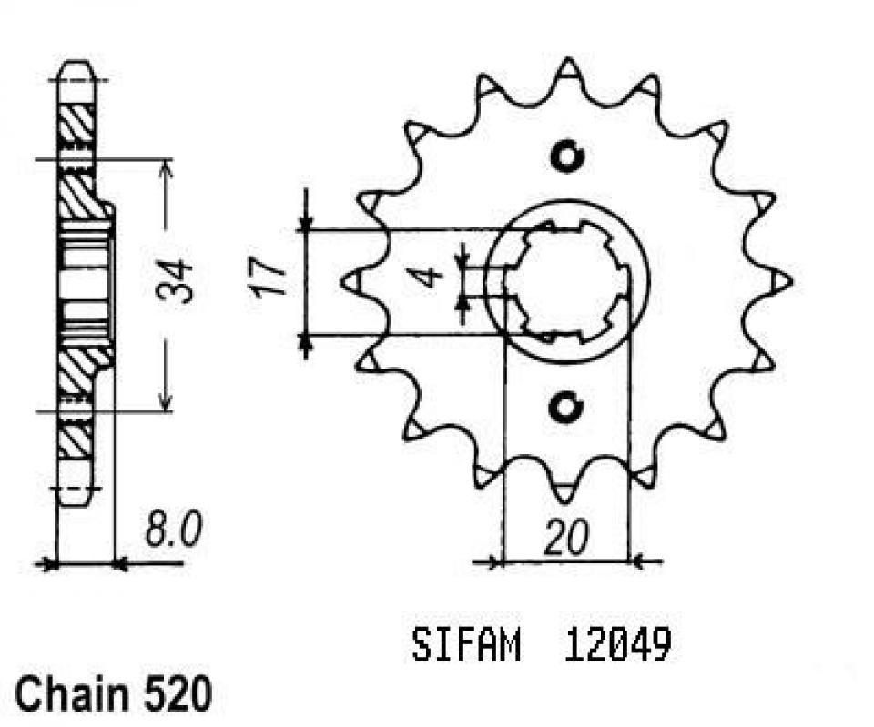 Pignon de sortie de boite Esjot pour Moto Honda 350 XR R 1983 à 1984 Neuf