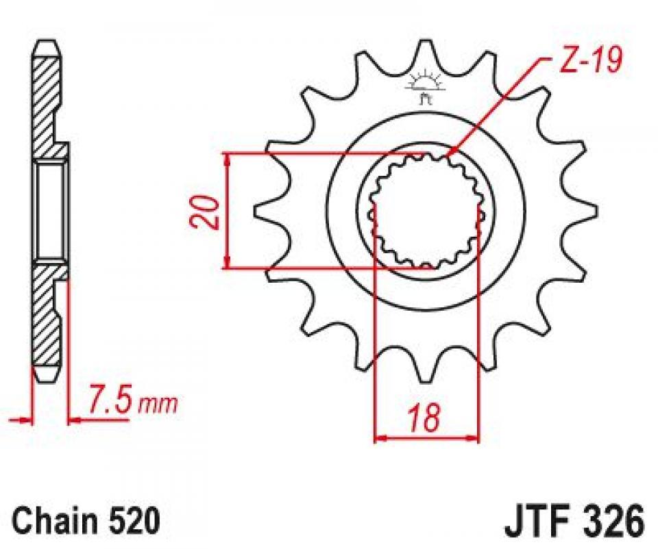 Pignon de sortie de boite Esjot pour Moto Honda 125 Cr R 1998 à 2003 13 dents pas 520 Neuf