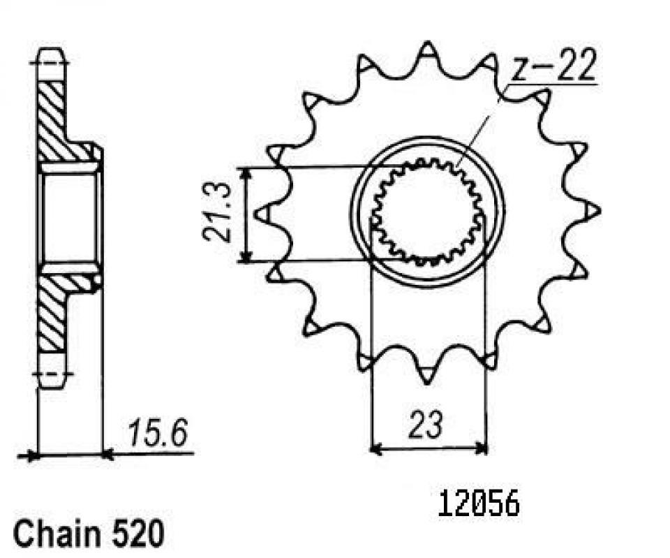 Pignon de sortie de boite Esjot pour Moto MZ 660 Mastiff 1998 à 2005 15 dents pas 520 Neuf