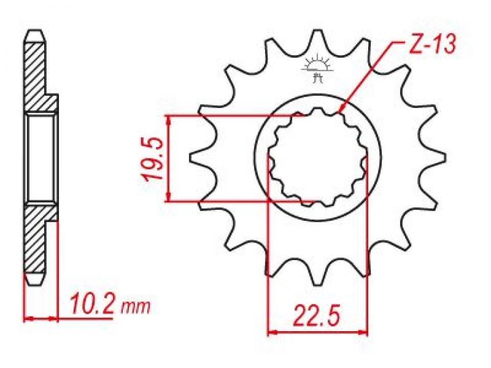 Pignon de sortie de boite Esjot pour Moto Suzuki 250 Ts X 1984 à 1989 13 dents pas 520 Neuf