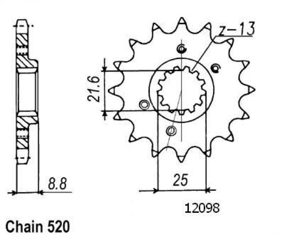 Pignon de sortie de boite Esjot pour Moto Honda 600 XR R 1991 à 2000 14 dents pas 520 Neuf