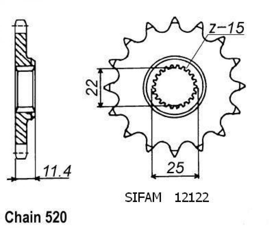 Pignon de sortie de boite Esjot pour Moto KTM 400 SXC 1998 à 1999 14 dents pas 520 Neuf