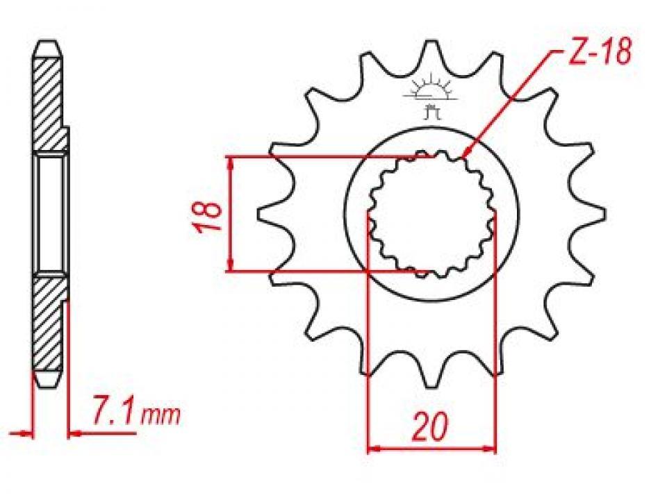 Pignon de sortie de boite Esjot pour Moto Suzuki 175 PE 1978 à 1984 12 dents pas 520 Neuf