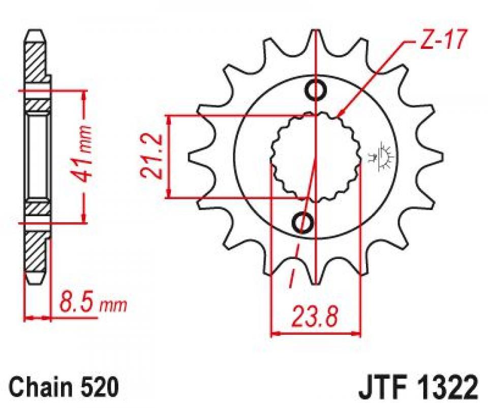 Pignon de sortie de boite Esjot pour Moto MASH 400 Scrambler 2015 à 2019 15 dents pas 520 Neuf