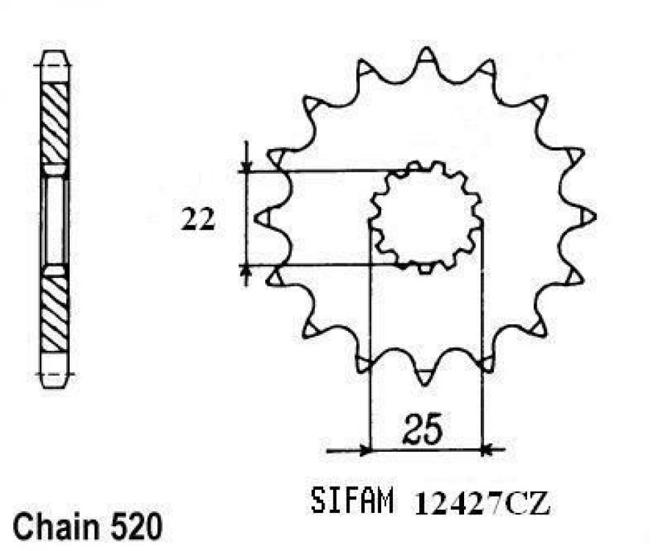 Pignon de sortie de boite Esjot pour Moto TM 400 F Cross/Enduro 2002 à 2003 13 dents pas 520 Neuf