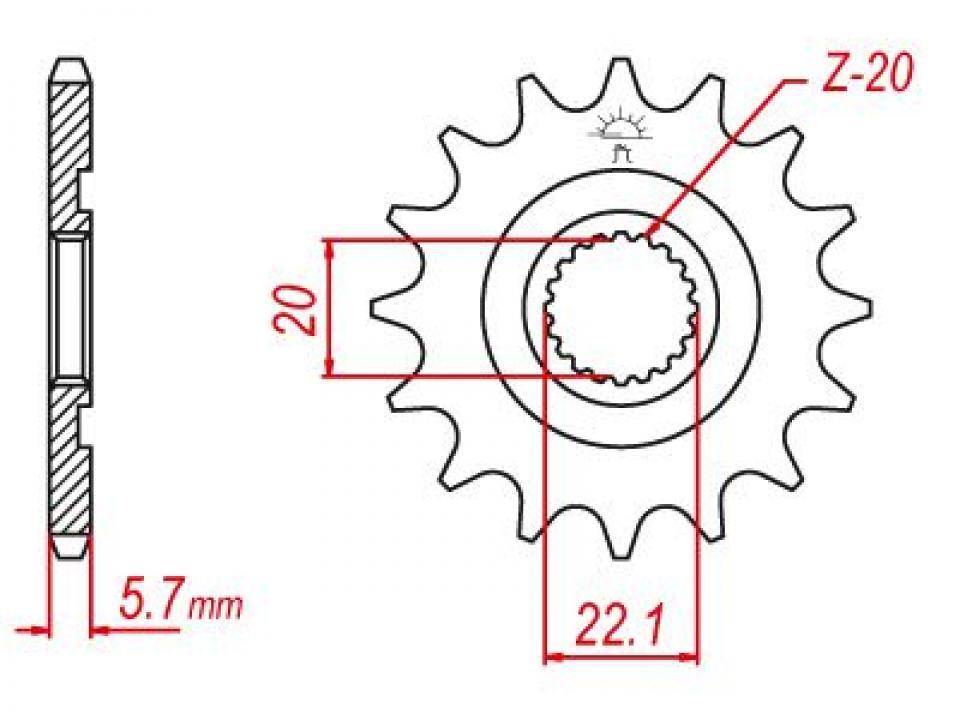 Pignon de sortie de boite Esjot pour Moto Gas gas 450 Ec-F Racing Enduro 4T 2013 à 2015 Neuf