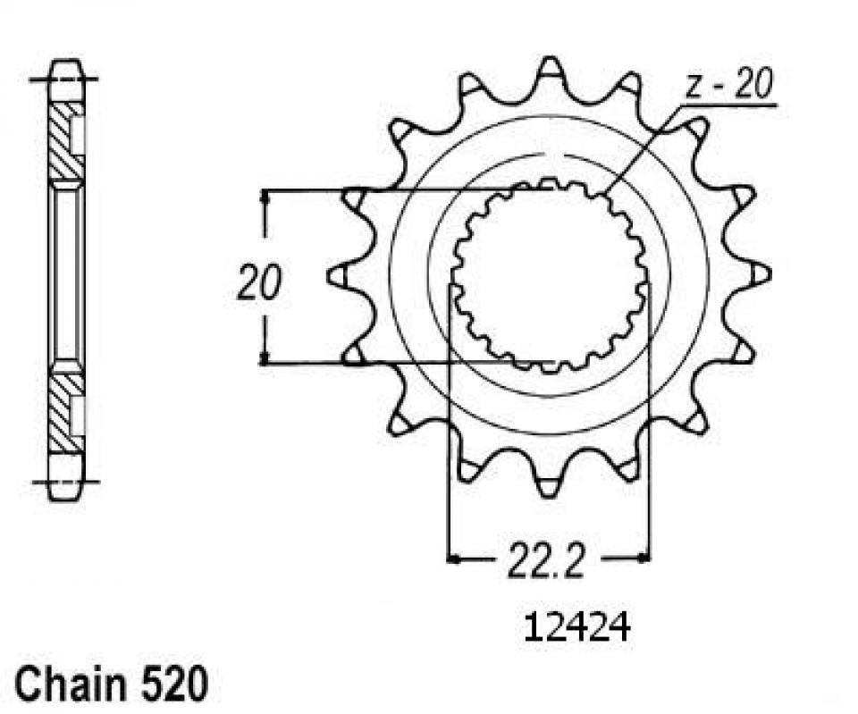 Pignon de sortie de boite Esjot pour Moto Yamaha 250 Yz-F 4T 2001 à 2023 13 dents pas 520 Neuf