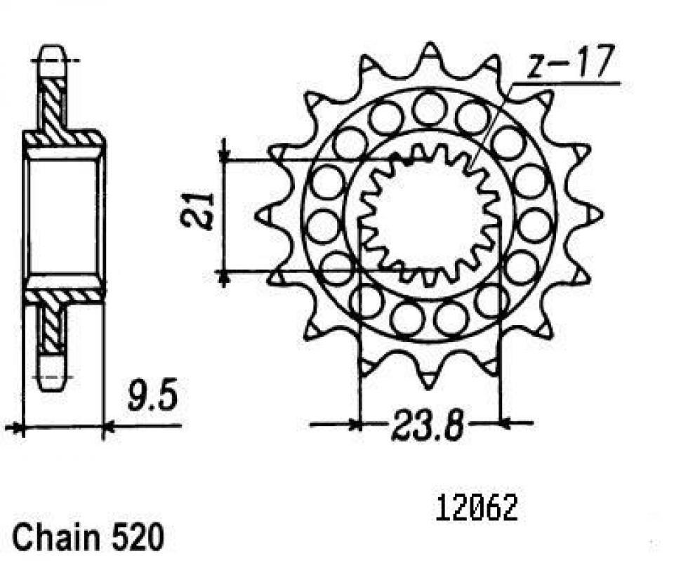 Pignon de sortie de boite Esjot pour Quad Honda 450 Trx R/Er 2006 à 2012 13 dents pas 520 Neuf