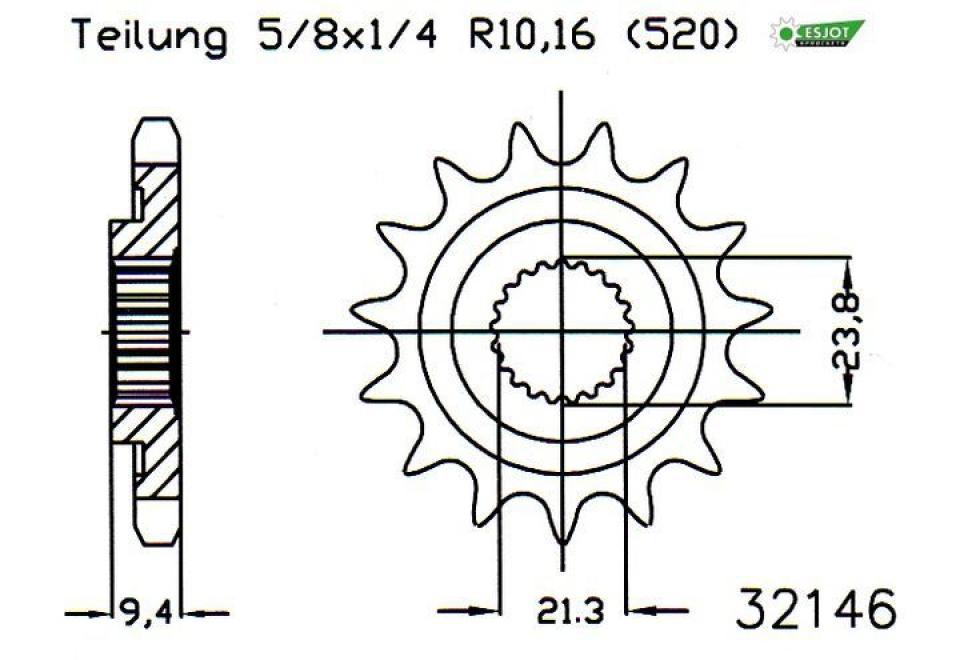 Pignon de sortie de boite Esjot pour Moto Suzuki 450 Rm-Z 4T 2013 à 2023 13 dents pas 520 Neuf