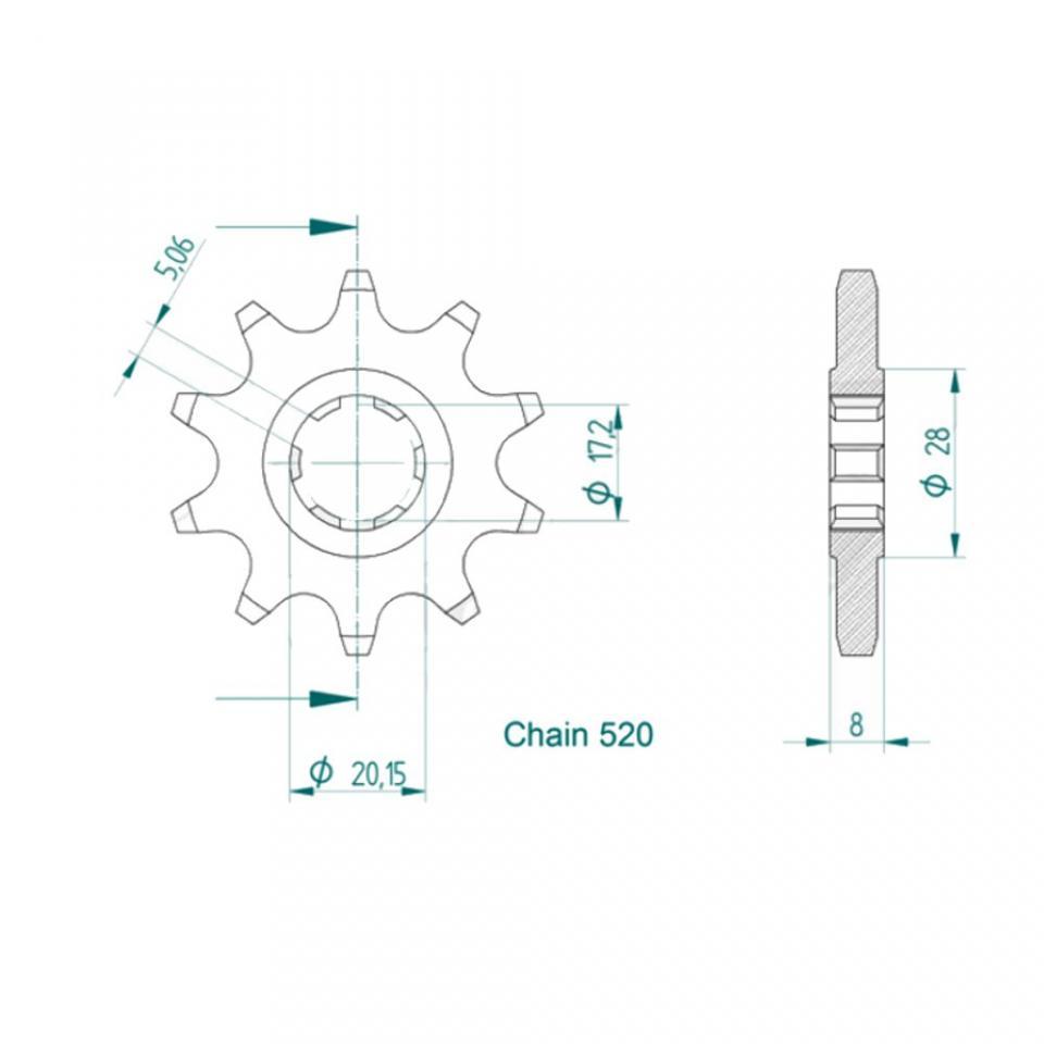 Pignon sortie boite Esjot pour moto Sherco 300 St 3.0 2T Trial 2014 10 dents pas 520