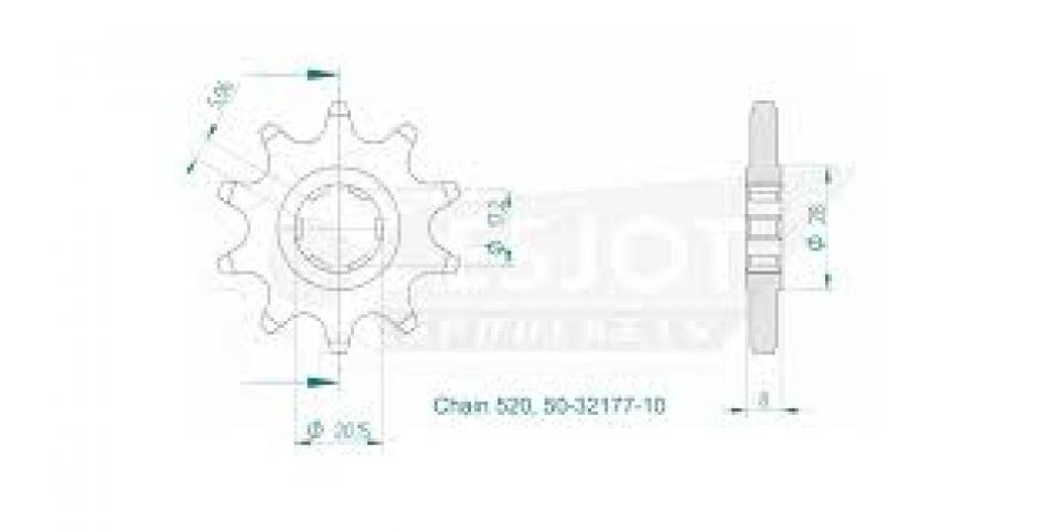 Pignon sortie boite Esjot pour moto Sherco 300 St 3.0 2T Trial 2014 10 dents pas 520