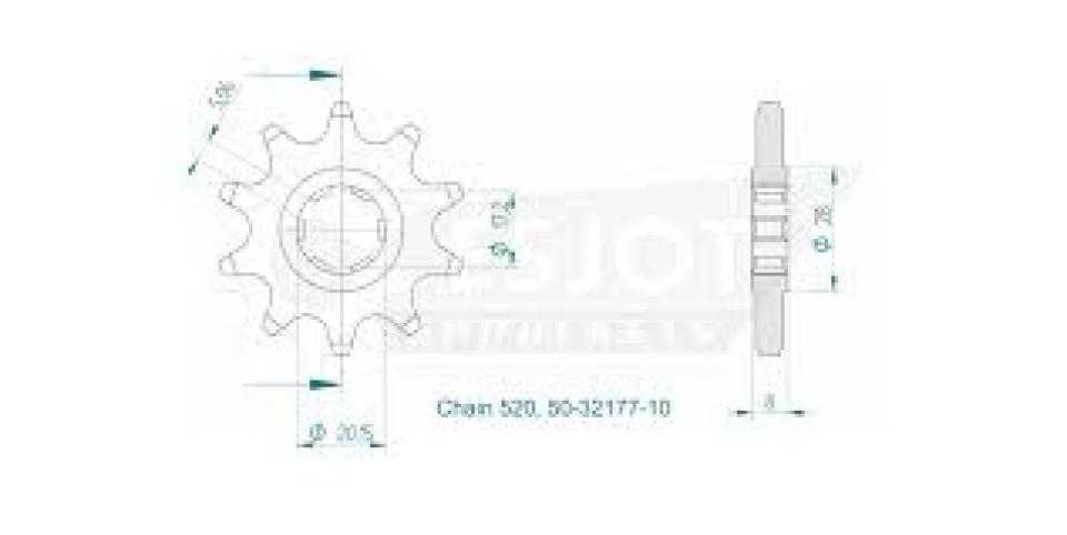 Pignon sortie boite Esjot pour moto Sherco 300 St 3.0 2T Trial 2014 10 dents pas 520