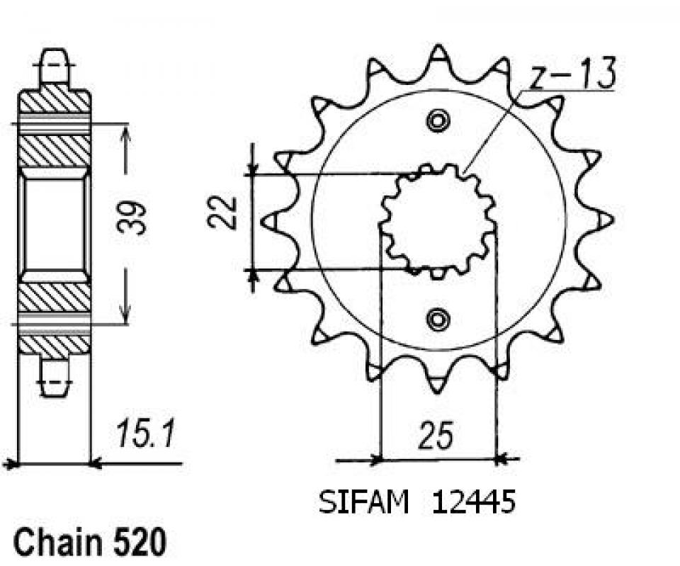 Pignon de sortie de boite Sifam pour Moto Neuf