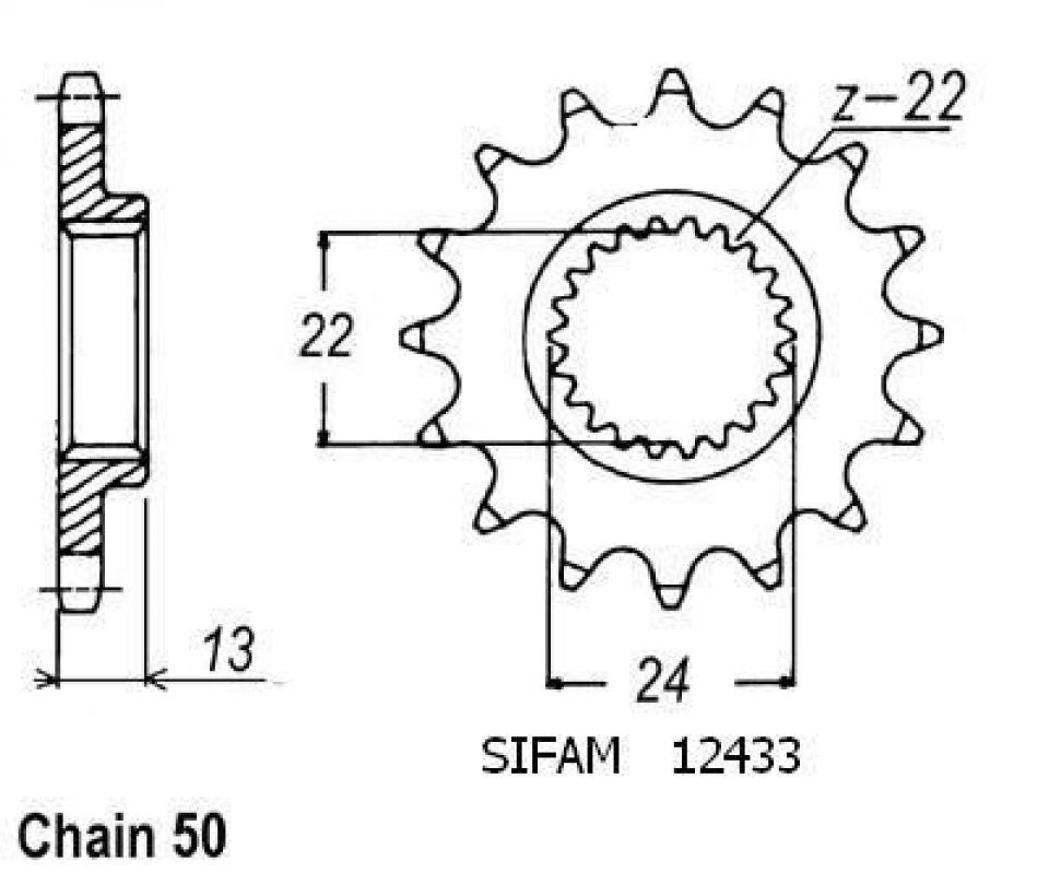 Pignon de sortie de boite Esjot pour Quad CAN-AM 650 DS X 2004 à 2007 16 dents pas 530 Neuf