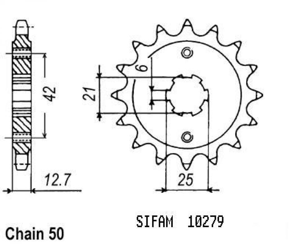 Pignon de sortie de boite Sifam pour Moto Honda 550 Cb F K3 1978 à 1981 17 dents pas 530 Neuf