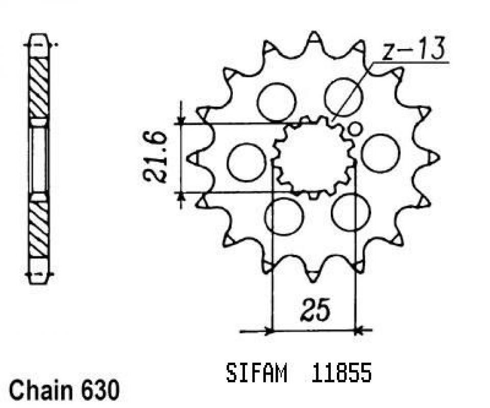 Pignon de sortie de boite Sifam pour Moto Suzuki 1000 GS E 1978 à 1980 15 dents pas 630 Neuf