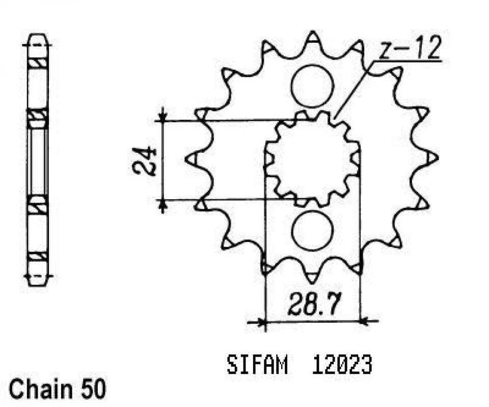 Pignon de sortie de boite Sifam pour Moto Kawasaki 1200 Zx-12 R Ninja 2000 à 2006 18 dents pas 530 Neuf